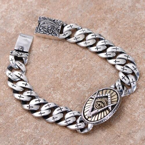Wholesale 925 the eye of god the cross male restoring ancient ways of phoenix grain design bracelet with new products