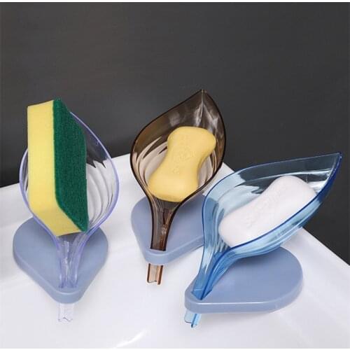 Leaf Shape Soap Box Bathroom Soap Holder dishwashing brush storage tray silicone non-slip drainage soap holder kitchen supplies