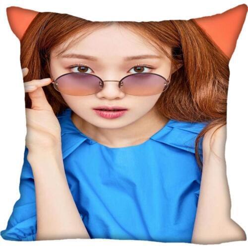New Custom Kpop Lee Sung Kyung Pillowcases Printed Square Silk Pillowcase Home Decorative zipper Satin Pillowcases (One Side)