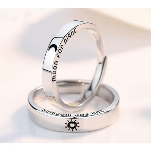 2pcs Retro Sun Moon Couple Rings for Women Men Adjustable Paired Rings Engagement Wedding Rings jewelry Lovers Kit anillos mujer