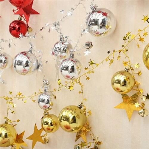 Hanging Star Ball Pine Garland Christmas Tree Garland Decor Christmas Hanging Decoration Ornament 200cm