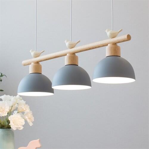 Nordic wood bird living room pendant lights dining room lamps modern bedroom shop study home style hanging lights deco lighting