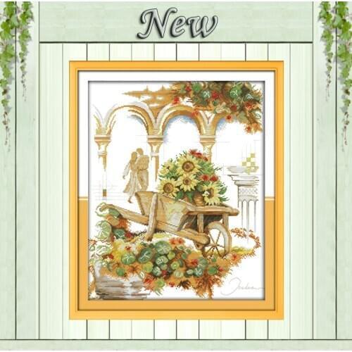 Romantic Holiday is coming Scenic painting,pattern print on fabric DMC 14CT 11CT DIY Cross Stitch Needlework kits Embroidery Set
