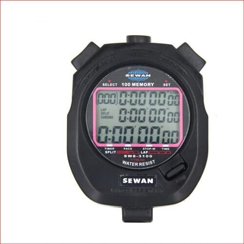 SEWEAN Stopwatch SW8-3100 Digital Chronograph 1/100 second Sports stop watch Counter timer 3 row 100 memories Lap split
