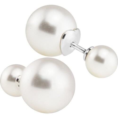 Luminous Drops Wedding Earrings for Women Round Shape White Pearl Stud Earrings Silver 925 Jewelry Fine Women Earrings Jewelry