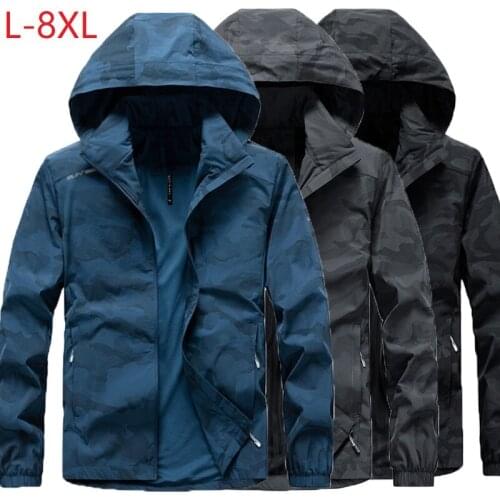 Mens Windbreaker Jackets Windproof Military Hooded Camouflage Casual Coat Male Clothing 2021 Autumn Jacket Outfit Plus size 8XL