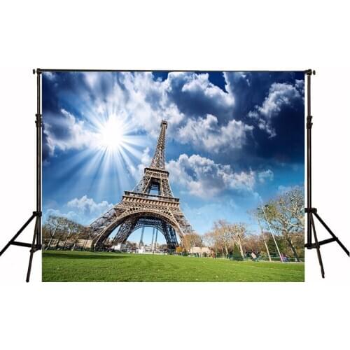 VinylBDS Digital Printing Studio Background Grandiose Eiffel Tower Photographic Sky Wood Floor For Photo Studio YY00440