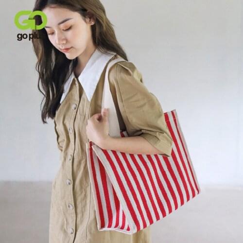 GOPLUS Striped Women Handbags Large Capacity Canvas Totes High Quality Reusable Shopping Bags Bolsas De Ombro Femininas Baratas