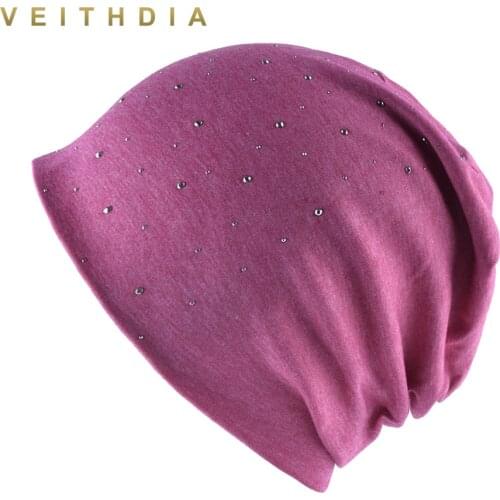 VEITHDIA Gypsophila Hedging Cap Women Skullies Beanies Knitting Knitted Caps Bonnet Double Layer Cotton Hat Autumn Winter DH47