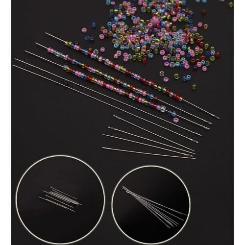 Pack Of 10 40/100mm Superfine Beaded Needles Metal Bead Needles Threading Pins DIY Jewelry Tools Craft Supplies Tools