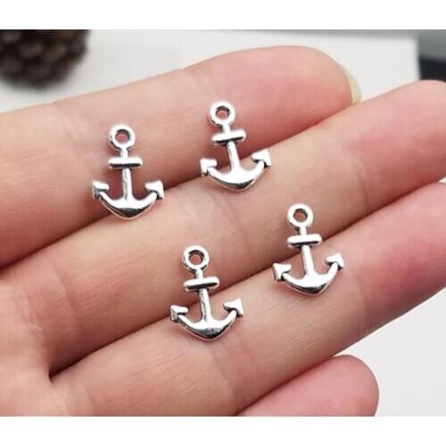 100pcs/lot--10x13mm, anchor cham,Antique silver plated small anchor Charms,DIY supplies, Jewelry accessories
