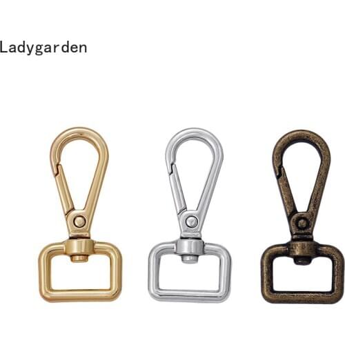 3PCS 15mm Dog Buckle Metal Spring Swivel Snap Hooks Carabiner Clips with Rotating D-Ring Paracord Buckles Clasps Keychain
