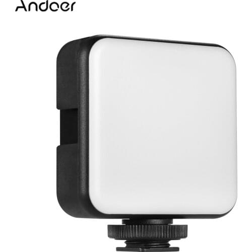Andoer W36 Mini Video LED Light 5600K Dimmable 4W Type-C Built-In Rechargeable Battery with 3 Cold Shoe Mounts