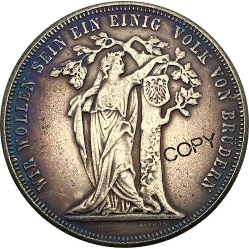 Austria Habsburg 1868 1 Thaler Franz Joseph Smooth edge Brass Plated Silver Copy Coin