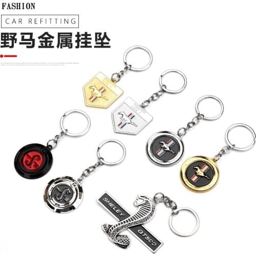 Car KeyChain Metal Fob Ring Golden Silvery Emblem Badge for Ford Mustang GT500 Cobra Shelby Focus mk2 mk3 Fiesta Accessories