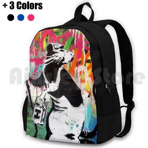 Banksy The Rat | Graffiti Street Art | Best Street Artist In The World Outdoor Hiking Backpack Waterproof Camping Travel Banksy