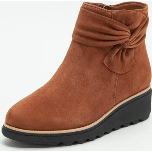 Wedges Platform Short Boots Women Autumn Shoes Fashion Bow-knot women Boots Comfort Woman Ankle Boots Casual Female Footwear