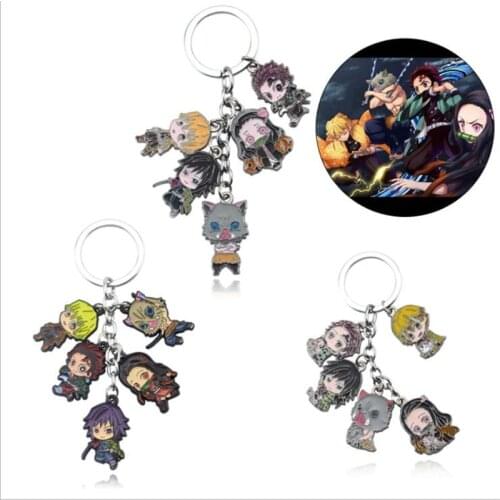 1pc Anime Demon Slayer Cartoon character Nezuko Tanjirou Zenitsu Inosuke Giyuu zinc alloy KeychainToys Gift birthday present