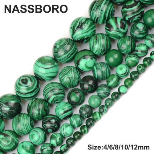 Natural Stone Malachite Peacock Stone Beads Round Loose DIY Beads For Jewelry Bracelet 4/6/8/10/12MM