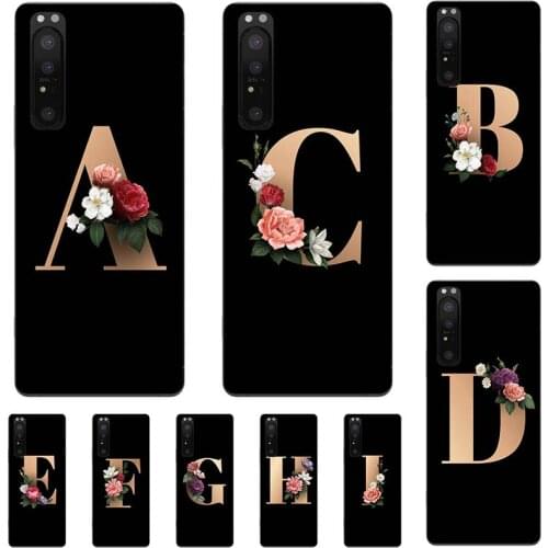 For SONY Xperia 5 II 6.1" Case For Sony XZ5 J8210 J8270 J9210 Cute Lovely Pattern Flowers Black Letters Silicone Soft Cover