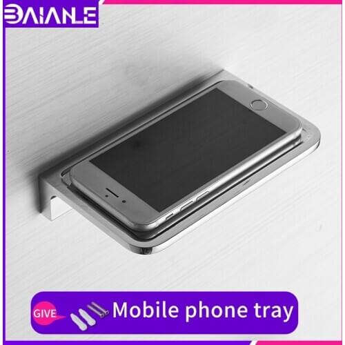 Bathroom fixture shelves for wall organizer shampoo holder decor Mobile phone shelf Thickened material Chromium plating