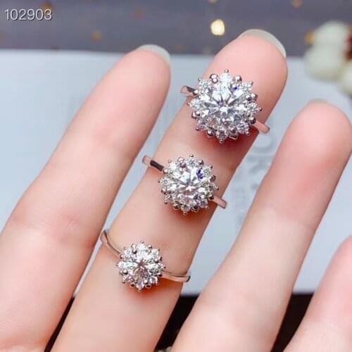 Crackling moissanite gemstone ring for women jewelry engagement ring for wedding 925 sterling silver ring birthday New Year gift