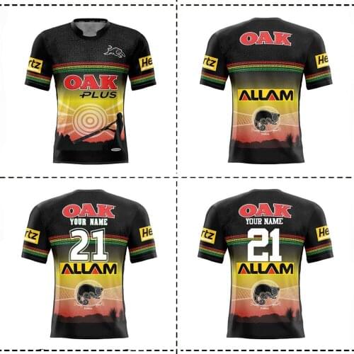 2021 PENRITH PANTHERS INDIGENOUS RUGBY JERSEY Penrith Panthers Home/Away Rugby Jersey TRAINING SHORTS JERSEY size S--5XL