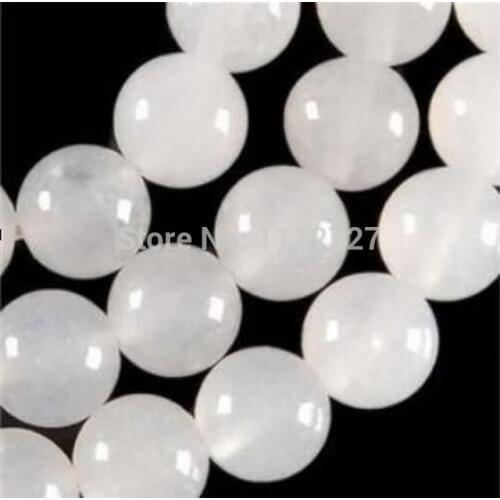 Fashion jewelry 8MM White Round Chalcedony Loose Beads Accessory Parts For Necklace Bracelet Ornaments 15"MY4248 Wholesale Price