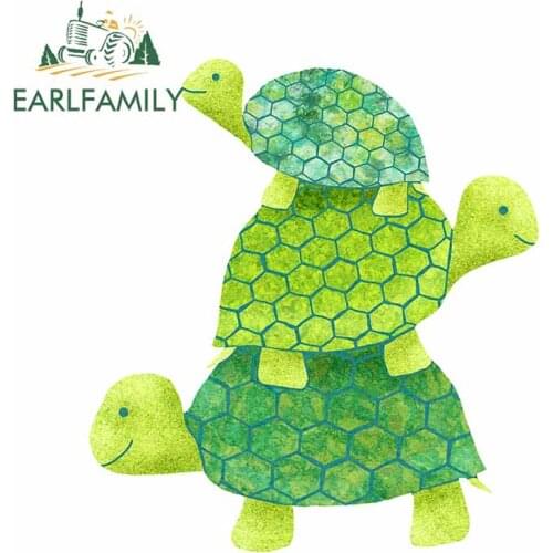 EARLFAMILY 13cm x 11.7cm For Cute Turtle Stack Fine Car Stickers Creative Graphics Decal Occlusion Scratch Waterproof Decor