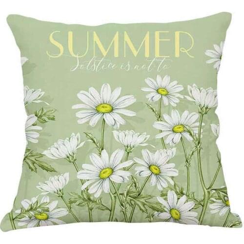 Modern Nordic Style Daisy Flower Pillow Cover 45x45cm Office Living Room Chair Sofa Pillowcase Bedside Lumbar Soft Cushion Cover