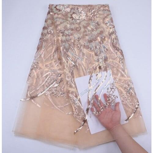 New Arrivals High Quality Gold Sequins French Mesh Lace African Lace Fabric Embroidered Bridal Nigerian Wedding Tulle Lace S1761