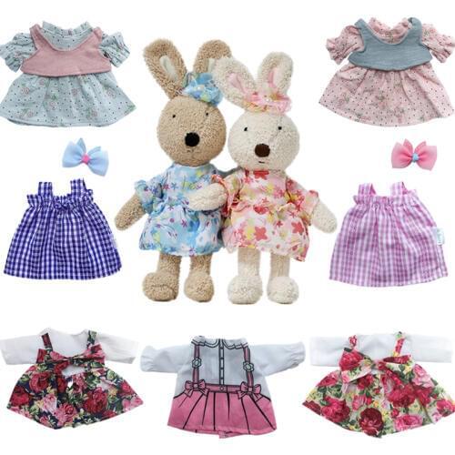 Doll Clothes Fits 30cm Le Sucre Rabbit Plush Doll and 1/6 BJD Doll Girl Doll Floral Dress Couple Suit Doll Accessories