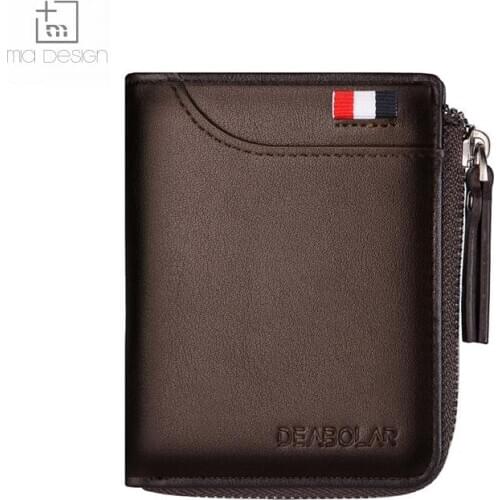 Wholesale vintage wallet leather for men Short male zipper wallet card bag men clutch wallet coin purse