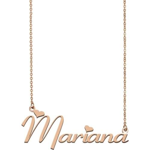 Mariana Name Necklace Stainless Steel Gold Custom Charm for Women Girls Best Friends Birthday Wedding Christmas Mother Days Gift