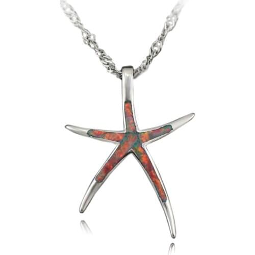 Brown Fire Opal Star Pendant for Women Starfish Length 1 1/4'' OP200