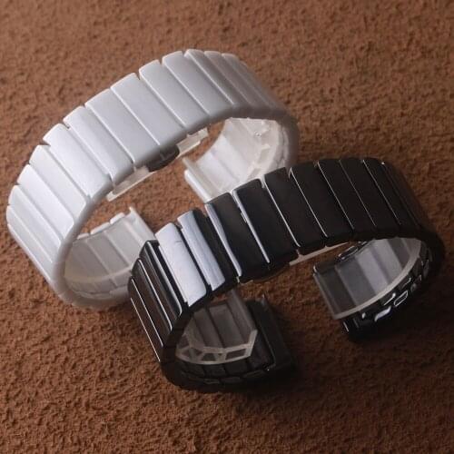 Black Ceramic Polished Watchband Strap Bracelet 16mm 18mm 20mm 22mm 23.5mm Wristwatch Accessories for men ladys Iwatch smart new