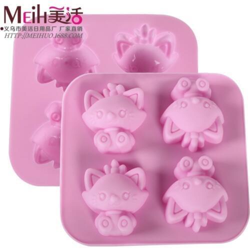 Silicone cake mold 4 cute cartoon animal Chocolate DIY handmade soap mold