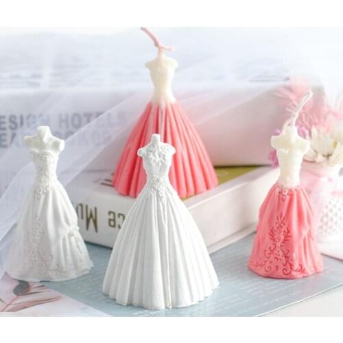 3D Wedding Dress Silicone Molds For DIY Chocolate Cake Baking Tools Resin Clay Candle Plaster Aromatherapy Crystal Home Ornament