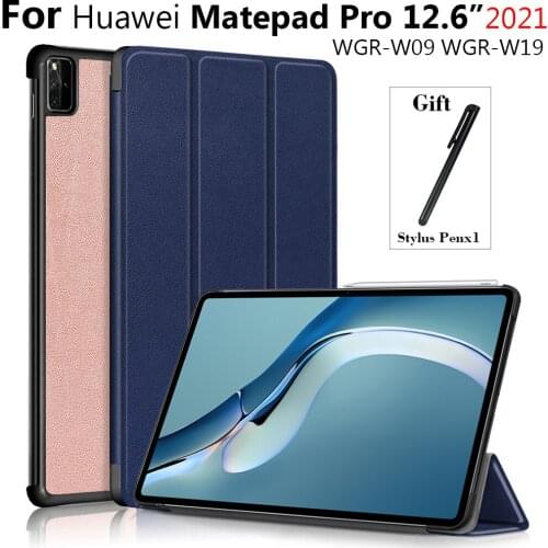 For Huawei Matepad Pro 12.6 inch 2021 WGR-W09 WGR-W19 Smart Tri Folding Cover Funda Para for Huawei Matepad Pro 12 6 Case