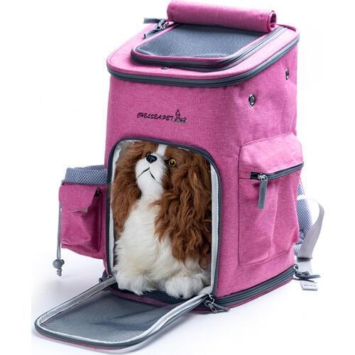 Linen Cloth Go Out Doggie Bags on Shoulders large space Ultra-breathable Foldable Pet Backpack for Travel Pet Carrier Bag