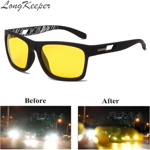 LongKeeper Driver Sunglasses Classic Night Vision Glasses Men Women Polarized Yellow Lenses Anti Glare Driving Eyewear
