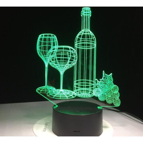 Glass Wine Bottle USB 3D Lamp 7 Colors Touch Remote Sensor Bedroom Lights Atmosphere Decoration Mood Lighting Novelty Gifts