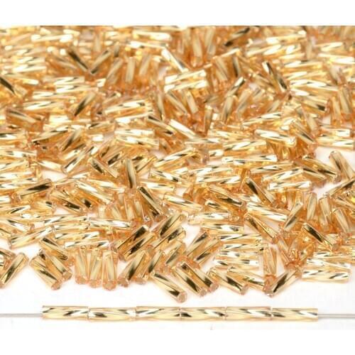 Approx.2x6MM Light Gold Twist Bugle Glass Beads Kralen Czech Bead Diy Charms Loose Spacer Beads for Jewelry Making Wholesale