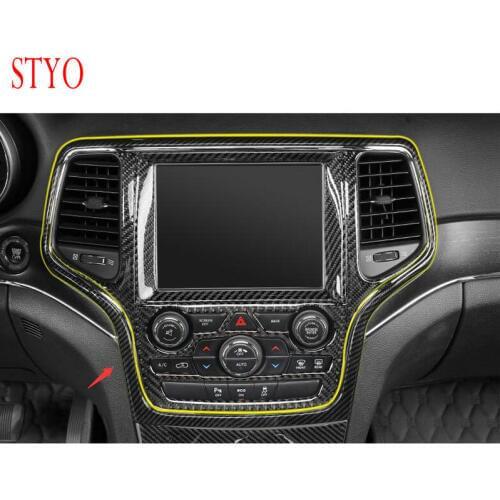 STYO ABS Carbon Fiber Grain Center GPS Navigation Frame Cover Trim For LHD Jeep Grand Cherokee 2014-2018 2015 2016 2017