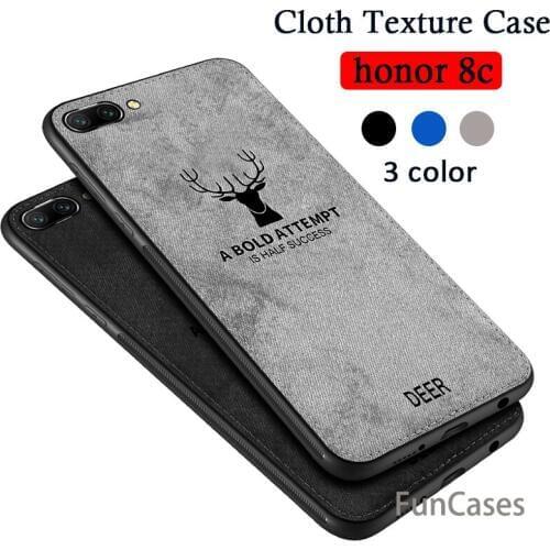 Phone Deer Fabric Cloth Cover on Honor 8C Case Tempered Glass Cases For Huawei Honor 8C 8 c c8 honer hono huawey Case 6.26"Inch
