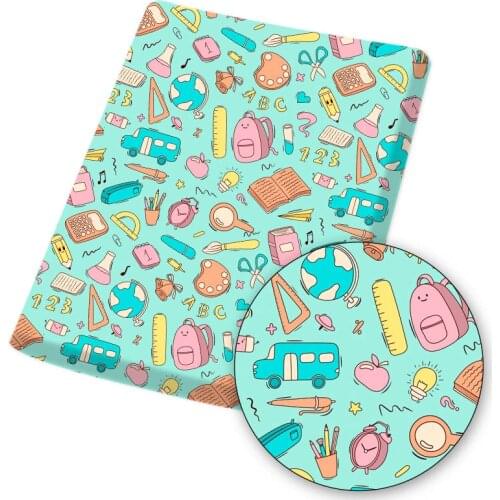 Sewing Fabric Polyester Cotton Fabrics Back To School Printed Cloth Dress Making Handmade Masks DIY Crafts Supplies 45*145cm 1pc