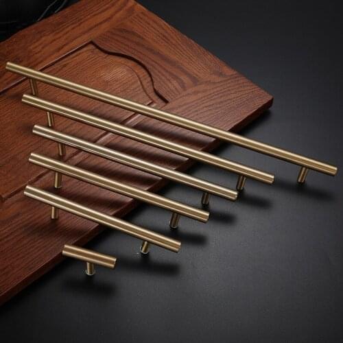 Solid Brass Furniture Handle Kitchen Handles Gold Brushed Cabinet Handles Drawer Pulls Copper Furniture Hardware