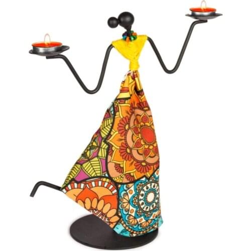 Aegean Art Decor Gift Decorative Accessories Home Office Bedroom For African Siyahi Women Figured Candle Holder Tealight Size: 30 Cm