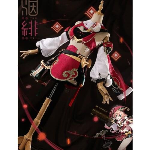 Anime Game Genshin Impact YanFei Lolita Uniform Dress Party Outfit+Bag Cosplay Costume Halloween Women Free Shipping 2021 New