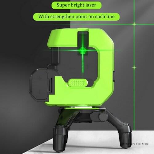 3D Green Laser Level Rotary Cross Line Self-Leveling 5 Line With 2 Plumb Points Measuring Tool